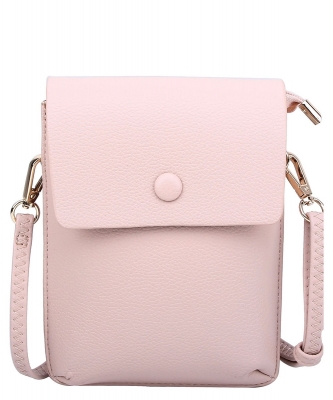 Fashion Pebble Flap Crossbody Bag Cell Phone Purse CA105 NUDE